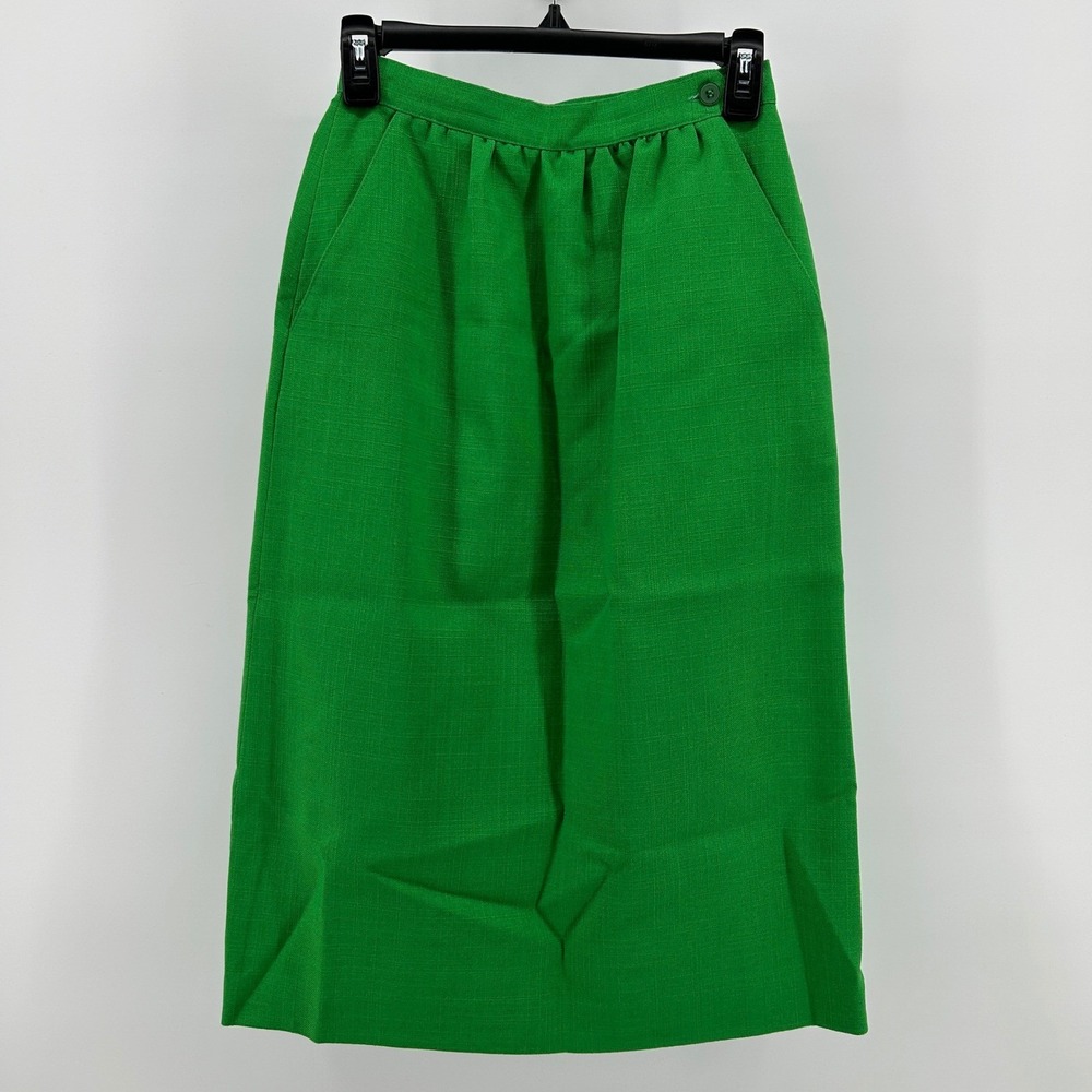 Boston Clipper Vintage Green Pencil Skirt 6 Made in Japan Preppy Minimalist